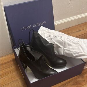 Stuart Weitzman Black Heeled Booties, size 6.5, excellent condition